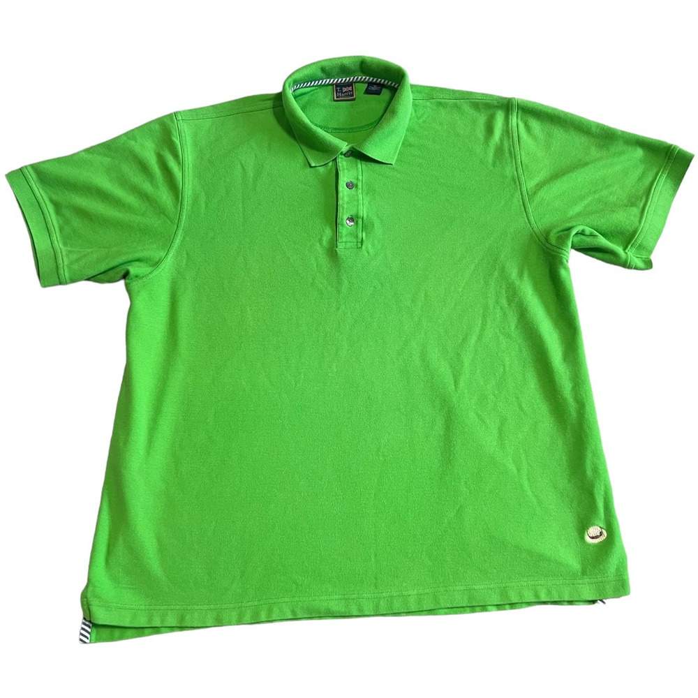 Vintage T. Harris London Bright Green Short Sleeve Polo, Size XL